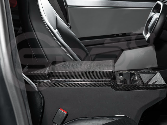 2024-Up Tesla Cybertruck | Interior DRY Carbon Fiber Center Cup Holder Trim Cover