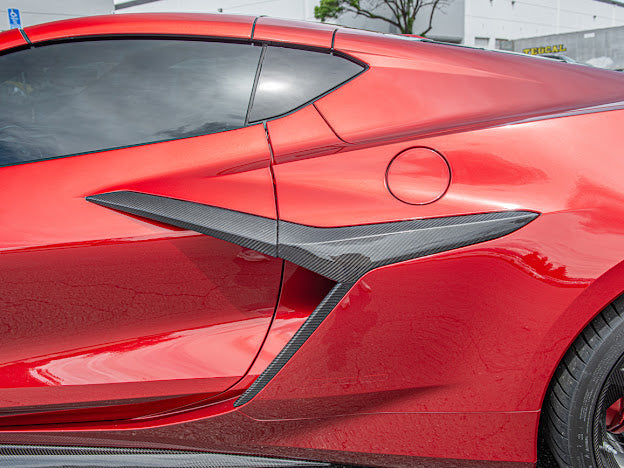 2020+ CHEVROLET CORVETTE C8 Z06/ E-RAY | CARBON FIBER SIDE FENDER VENT DOOR HANDLE TRIM PAIR
