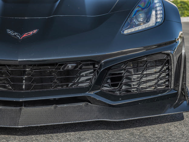 2019 CHEVROLET CORVETTE C7 ZR1 CARBON FIBER FRONT SPLITTER SIDE WINGLET EXTENSIONS (PAIR)
