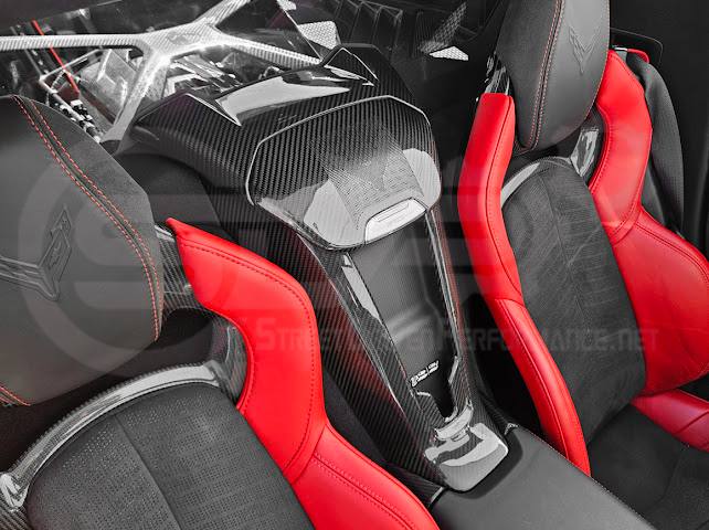 2020-Present Corvette C8 Coupe Models | GM Factory Style CARBON FIBER Interior Console Waterfall Lower Speaker Grille Trim Cover With Corvette Logo