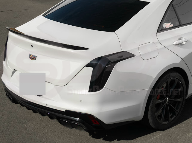 2020-Up Cadillac CT4 | SMOKE TINTED Rear Tail Light Trim Bezel Cover Pair