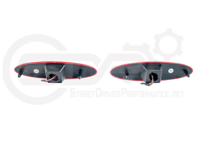 1997-2004 Chevrolet Corvette C5 | Rear Bumper Clear / Red / Black Lens Red LED Side Marker Lights Pair
