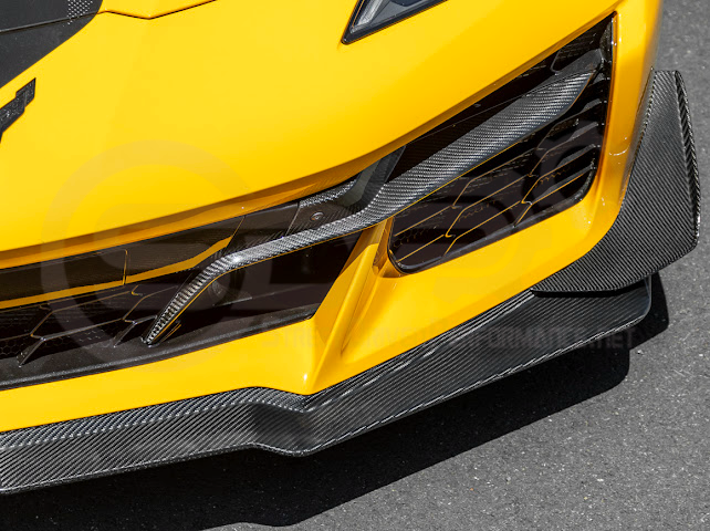 2023-UP CORVETTE C8 Z06 | Z07 EXTENDED PACKAGE CARBON FIBER FRONT LIP SPLITTER & CANARDS GROUND EFFECTS