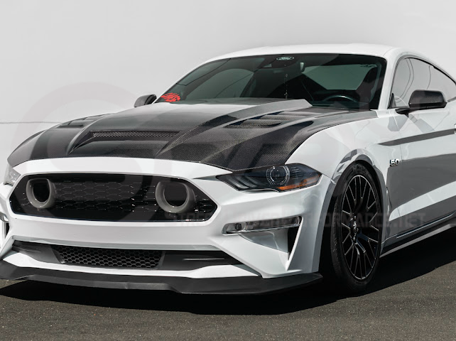 2018-2023 FORD MUSTANG S550 | TERMINATOR STYLE CARBON FIBER FRONT AIR VENTED HOOD