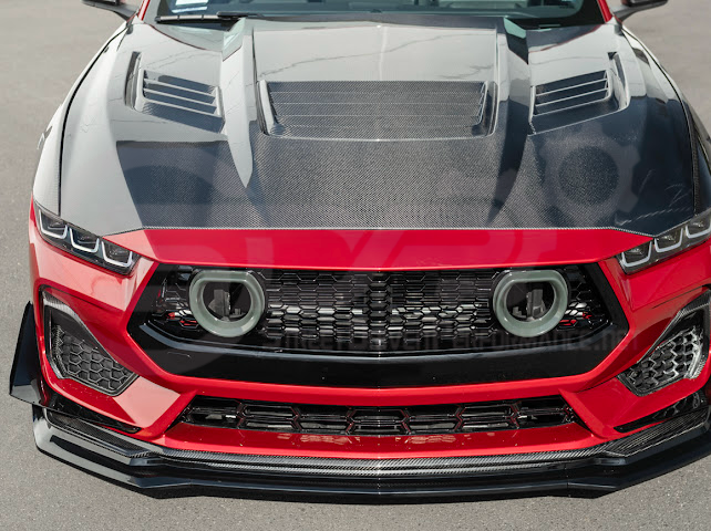 2024-Up Ford Mustang S650 | GTV Style GLOSSY BLACK Add-On Front Lip Splitter Ground Effects