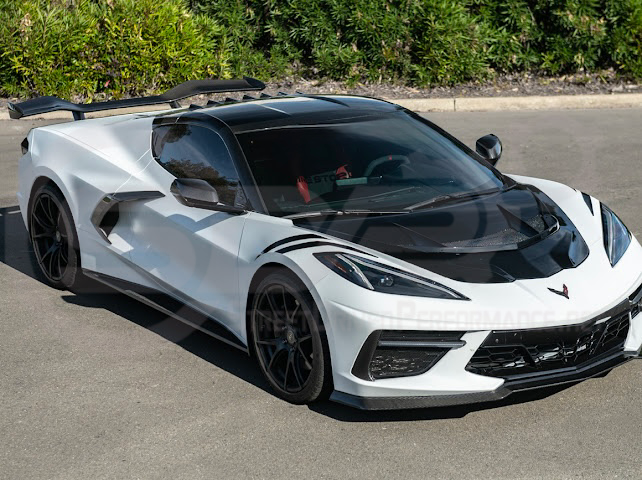 2020-PRESENT CHEVROLET CORVETTE C8 | ZR1 REPLICA STYLE CARBON FLASH FRONT VENTED HOOD