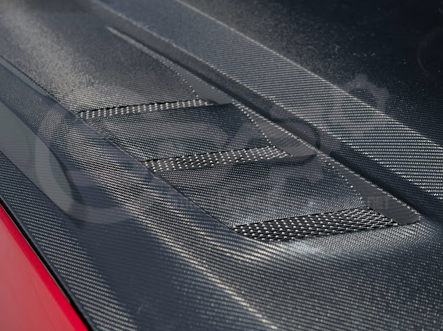 2024-Up Ford Mustang S650 | Terminator Style CARBON FIBER Front Vented Hood