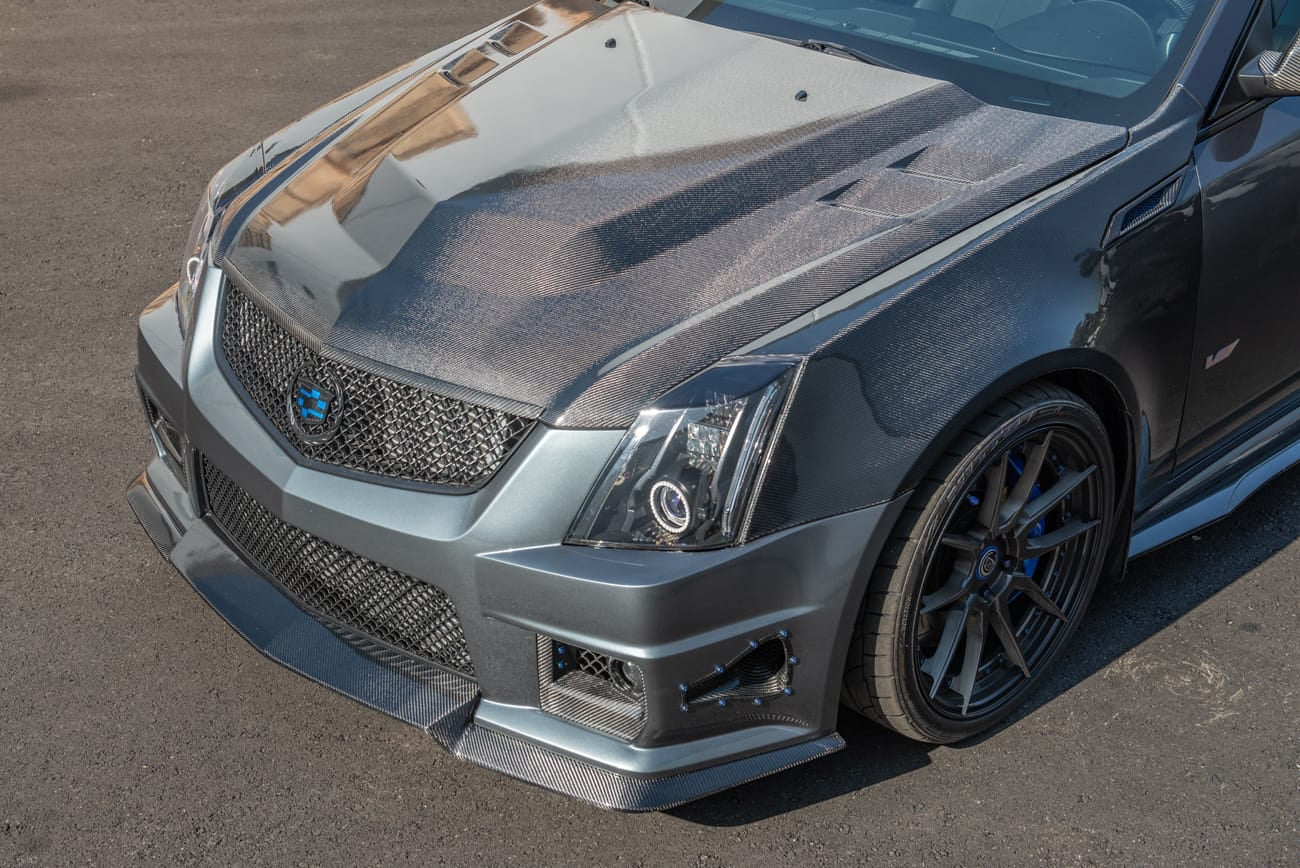 2009-2015 Cadillac CTS and CTS-V V2 | Carbon Fiber Hood Trim Molding Replacement
