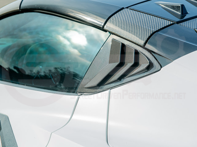 2020-Up Corvette C8 | SDP Performance Style Carbon Fiber Side Quarter Window Louver Sun Shade Cover