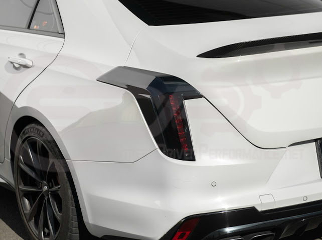 2020-Up Cadillac CT4 | SMOKE TINTED Rear Tail Light Trim Bezel Cover Pair