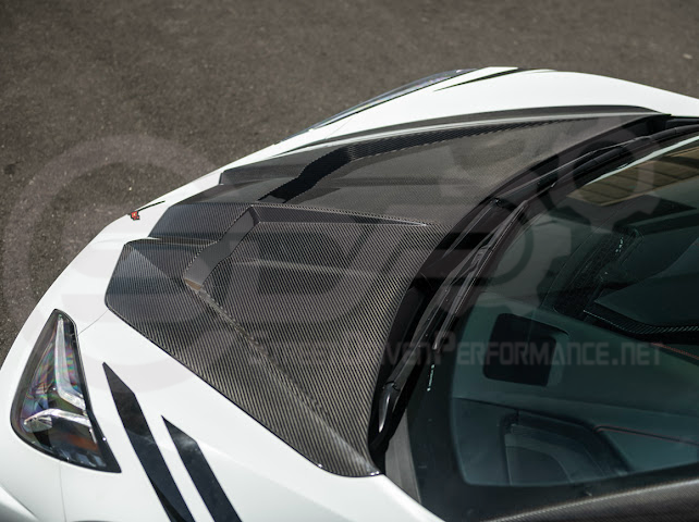 2020-PRESENT CHEVROLET CORVETTE C8 | SDP PERFORMANCE TRACK STYLE DOUBLE SIDED DRY CARBON FIBER FRONT HOOD