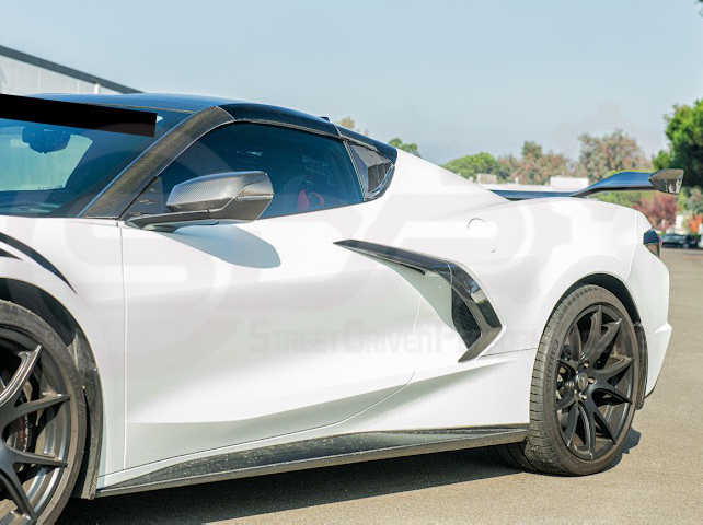 2020-Up Corvette C8 | SDP Performance Style Carbon Fiber Side Quarter Window Louver Sun Shade Cover