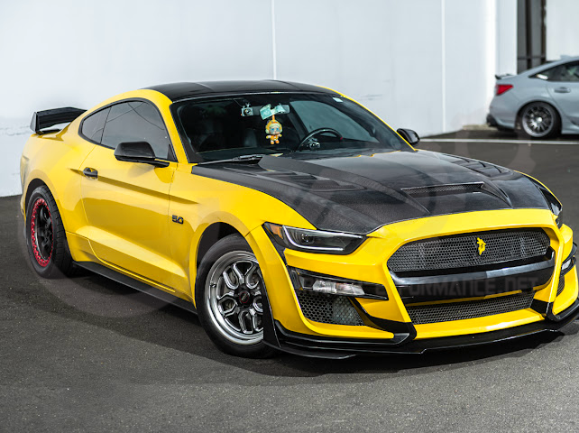 2015-2017 FORD MUSTANG S550 | TERMINATOR STYLE CARBON FIBER FRONT AIR VENTED HOOD