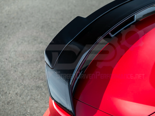 2024-UP FORD MUSTANG | DARKHORSE STYLE GLOSSY BLACK REAR TRUNK LID GURNEY FLAP WICKERBILL WING SPOILER