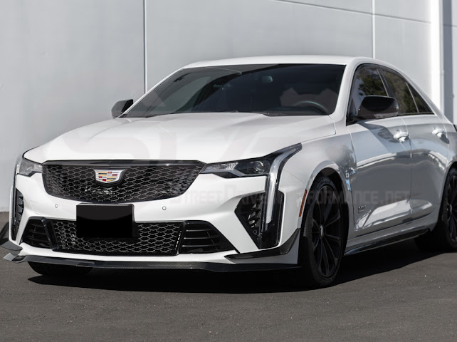 2020-UP CADILLAC CT4-V BLACKWING | CARBON FIBER FRONT LIP SPLITTER WITH CANARDS GROUND EFFECTS