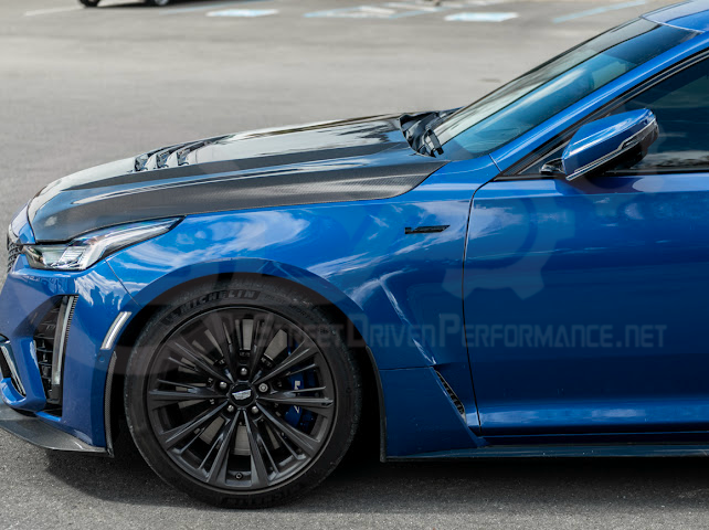 2020-Up Cadillac CT5 / CT5-V / CT5-V Blackwing | “CTS-V, V3” Style CARBON FIBER Front Vented Hood