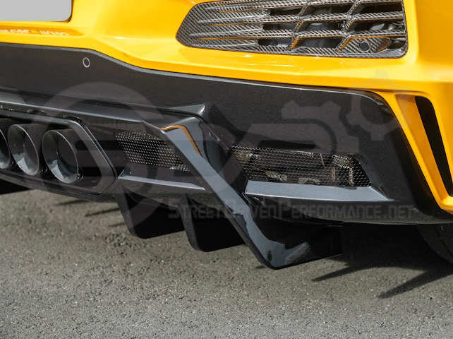 2023-UP CORVETTE C8 Z06 | GLOSSY BLACK REAR BUMPER FINNED DIFFUSER