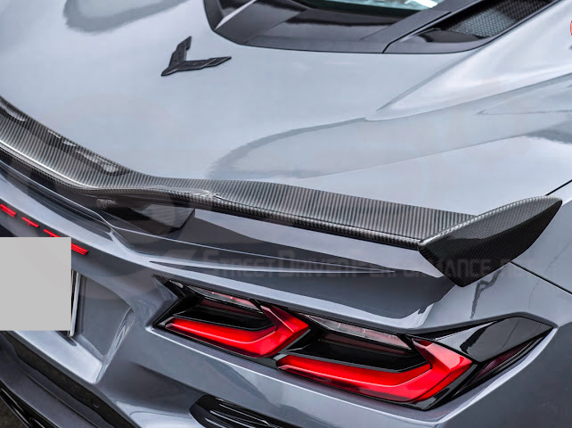 2023-Present Chevrolet Corvette C8 Z06 & E-Ray | Z06 GM Factory Style CARBON FIBER Rear High Wing Spoiler W/ Z07 Performance Package