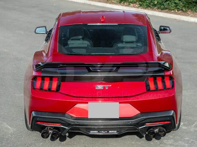 2024-UP FORD MUSTANG | DARKHORSE STYLE GLOSSY BLACK REAR TRUNK LID GURNEY FLAP WICKERBILL WING SPOILER