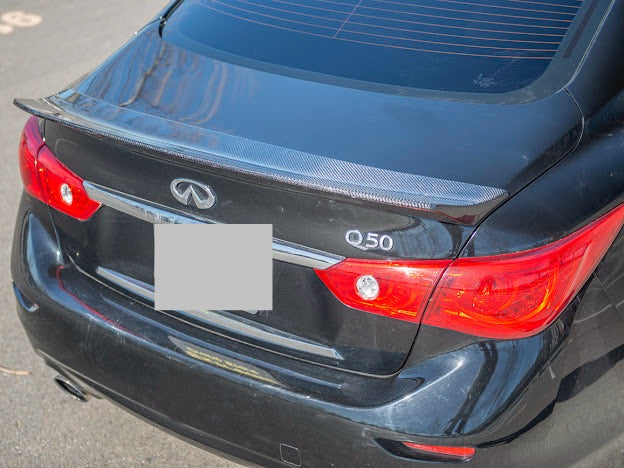 2014-Up Infiniti Q50 | LB Style High Kick CARBON FIBER Rear Trunk Wing Spoiler