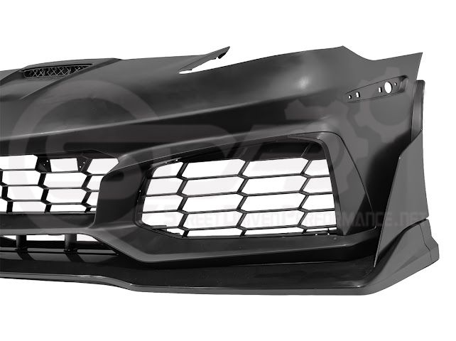 2005-2013 Corvette C6 Z06 | C7 ZR1 Style Primer Black Front Bumper Conversion Kit Replacement