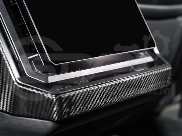 2024-Up Tesla Cybertruck | Interior DRY Carbon Fiber Rear Display Lower Trim Cover