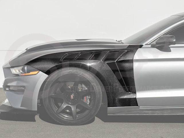 2018-2023 FORD MUSTANG S550 | GTD STYLE FRONT SIDE VENTED FENDERS (CARBON FIBER OR PRIMED BLACK)