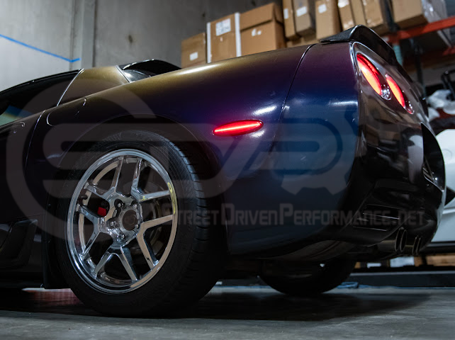 1997-2004 Chevrolet Corvette C5 | Rear Bumper Clear / Red / Black Lens Red LED Side Marker Lights Pair