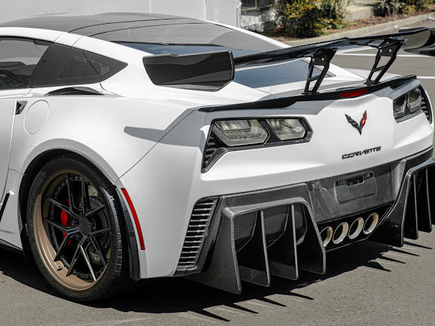2014-2019 Corvette C7 Performance Track CARBON FIBER Rear Bumper Finned Diffuser