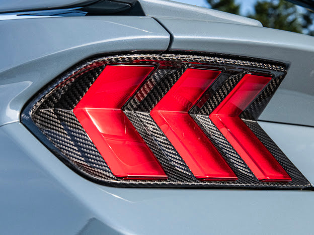 2024-UP FORD MUSTANG S650 | CARBON FIBER REAR TAIL LIGHT TRIM BEZEL COVERS PAIR