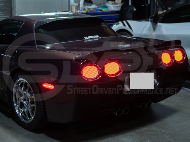 1997-2004 Chevrolet Corvette C5 | Rear Bumper Clear / Red / Black Lens Red LED Side Marker Lights Pair