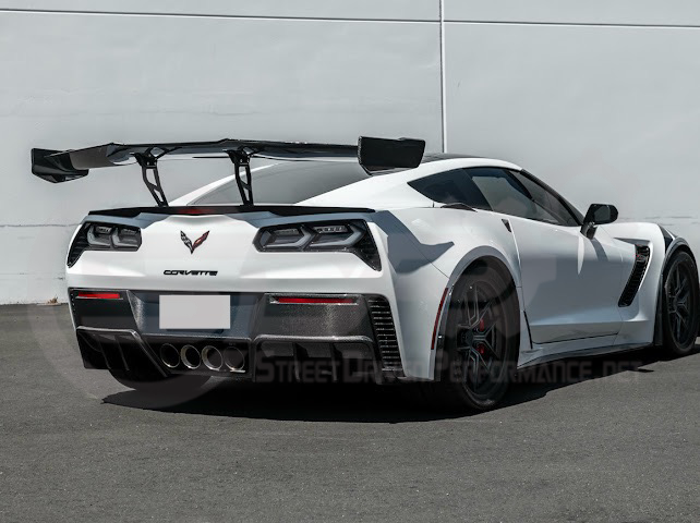 2014-2019 CHEVROLET CORVETTE C7  | EXTENDED REAR HIGH SPOILER WITH WING RISER