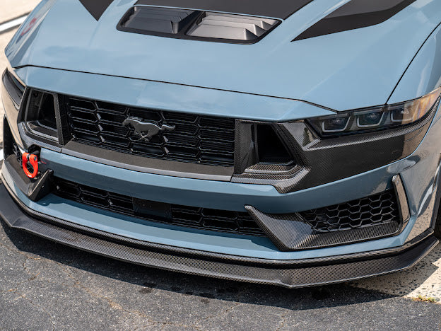 2024-Up Ford Mustang S650 Dark Horse | CARBON FIBER Front Upper Grille Insert Trim Pair