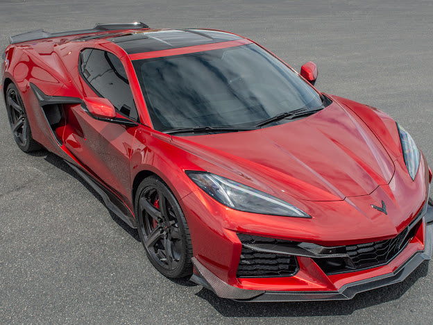 2023+ CHEVROLET CORVETTE C8 Z06 & E-RAY | Z07 PERFORMANCE PACKAGE CARBON FIBER LIP SPLITTER GROUND EFFECTS WITH CANARDS