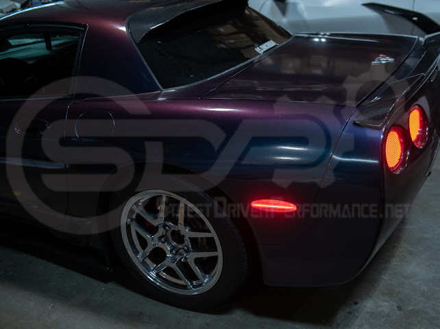 1997-2004 Chevrolet Corvette C5 | Rear Bumper Clear / Red / Black Lens Red LED Side Marker Lights Pair