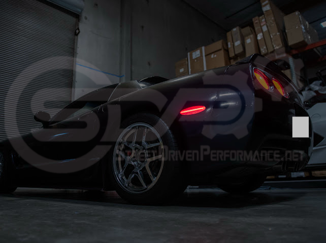 1997-2004 Chevrolet Corvette C5 | Rear Bumper Clear / Red / Black Lens Red LED Side Marker Lights Pair