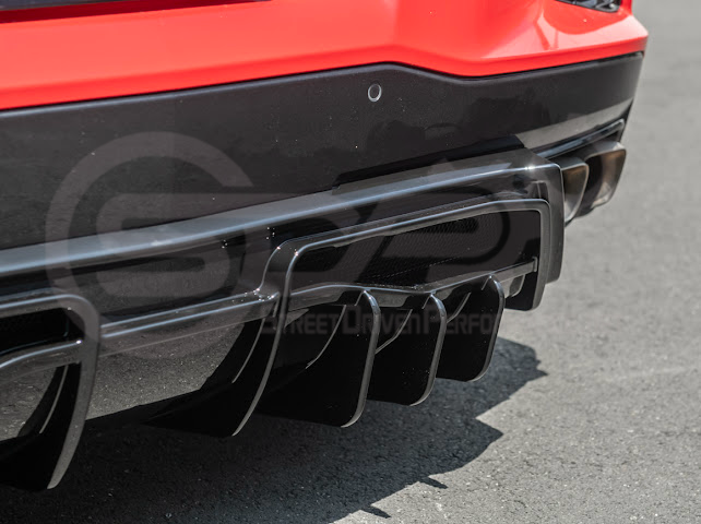 2020-UP CHEVROLET CORVETTE C8 GLOSSY BLACK REAR *ADD-ON*  BUMPER DIFFUSER