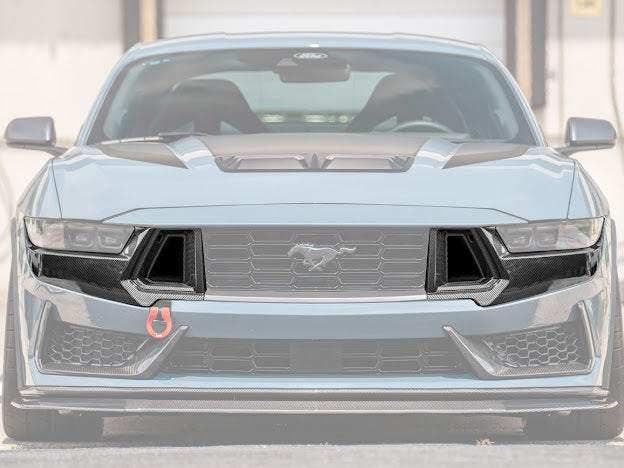 2024-Up Ford Mustang S650 Dark Horse | CARBON FIBER Front Upper Grille Insert Trim Pair