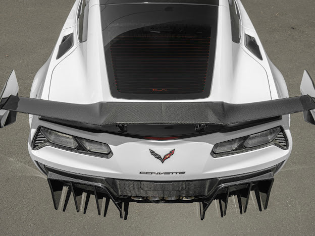 2014-2019 CORVETTE C7 | CARBON FIBER ZR1 EXTENDED REAR SPOILER HIGH WING