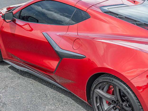 2020+ CHEVROLET CORVETTE C8 Z06/ E-RAY | CARBON FIBER SIDE FENDER VENT DOOR HANDLE TRIM PAIR
