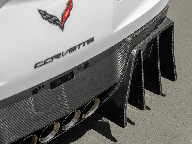 2014-2019 Corvette C7 Performance Track CARBON FIBER Rear Bumper Finned Diffuser