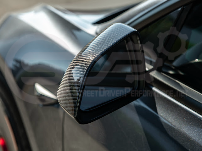 2024-Up Tesla Model 3 | Carbon Fiber Tape On Side Mirror Cap Covers Pair