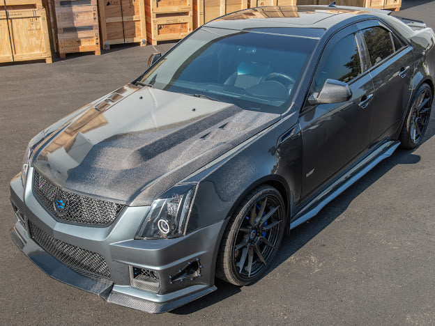 2009-2015 Cadillac CTS and CTS-V V2 | Carbon Fiber Hood Trim Molding Replacement