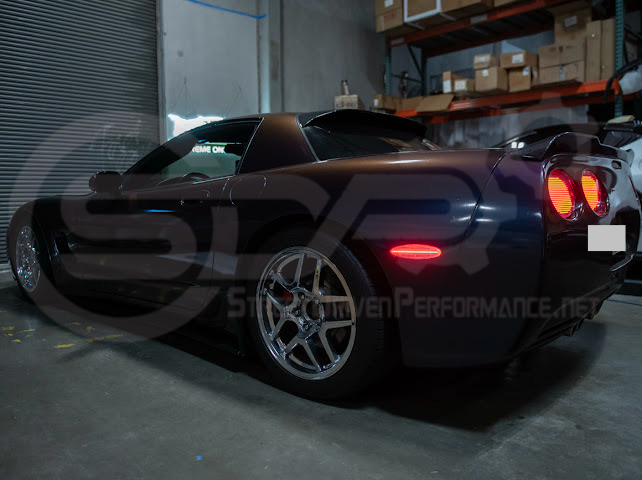1997-2004 Chevrolet Corvette C5 | Rear Bumper Clear / Red / Black Lens Red LED Side Marker Lights Pair