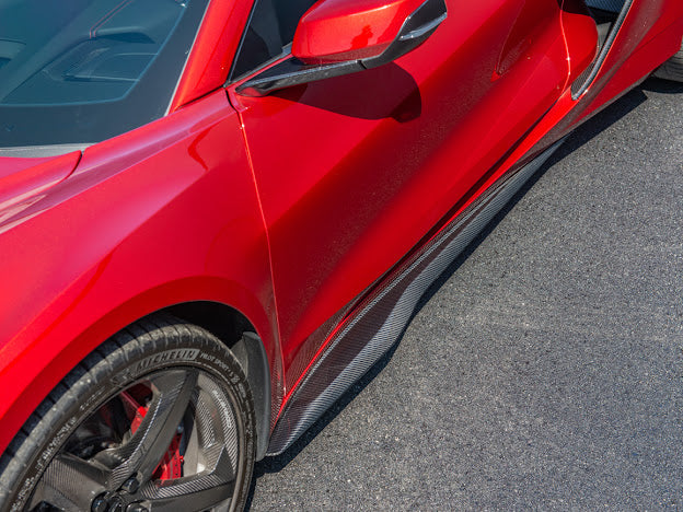 2020-UP CHEVROLET CORVETTE C8 Z06 |CARBON FIBER SIDE SKIRTS ROCKER PANELS GROUND EFFECTS
