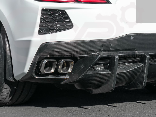 2020-UP CORVETTE C8 | CARBON FIBER REAR BUMPER DIFFUSER QUAD EXIT