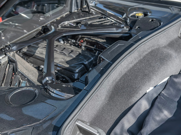 2020+ CHEVROLET CORVETTE C8 | CARBON FIBER ENGINE BAY STRUT COVERS REPLACEMENT