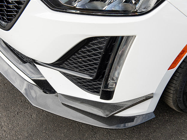 2020-2024 CADILLAC CT5-V & CT5 SPORT | BLACKWING PACKAGE CARBON FIBER FRONT LIP SPLITTER CANARDS