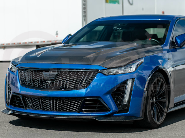 2020-Up Cadillac CT5 / CT5-V / CT5-V Blackwing | “CTS-V, V3” Style CARBON FIBER Front Vented Hood