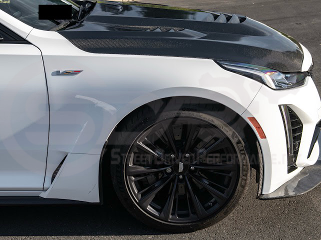 2022-UP CADILLAC CT5-V BLACKWING SEDAN | CARBON FIBER FACTORY EXTENDED STYLE FRONT LIP SPLITTER GROUND EFFECTS